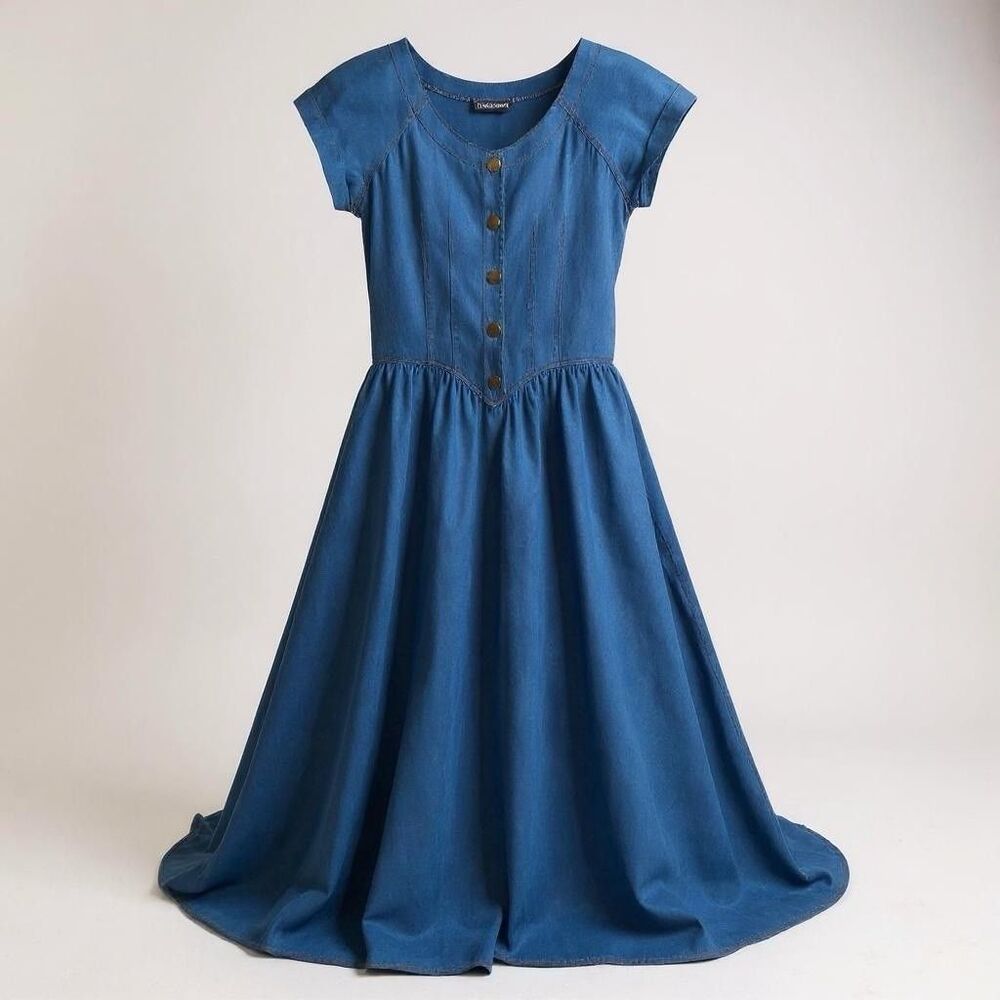 Denim Button-Down Midi Dress